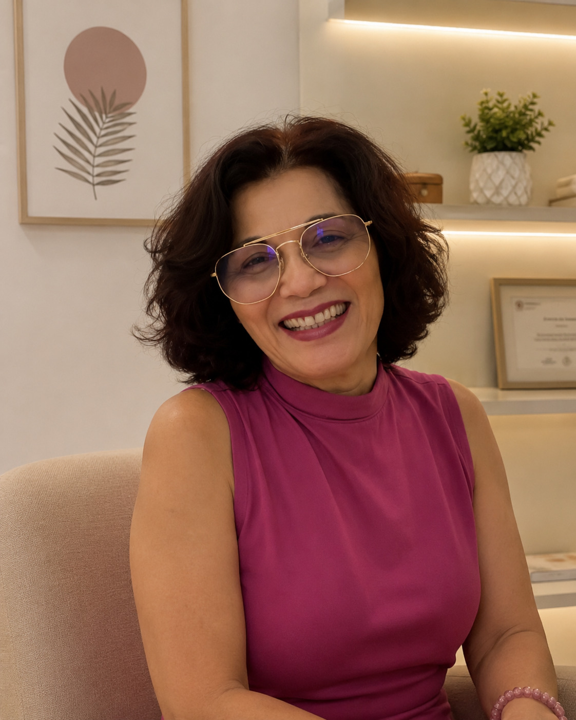 Psicóloga Maria Perpétua em seu ambiente de atendimento