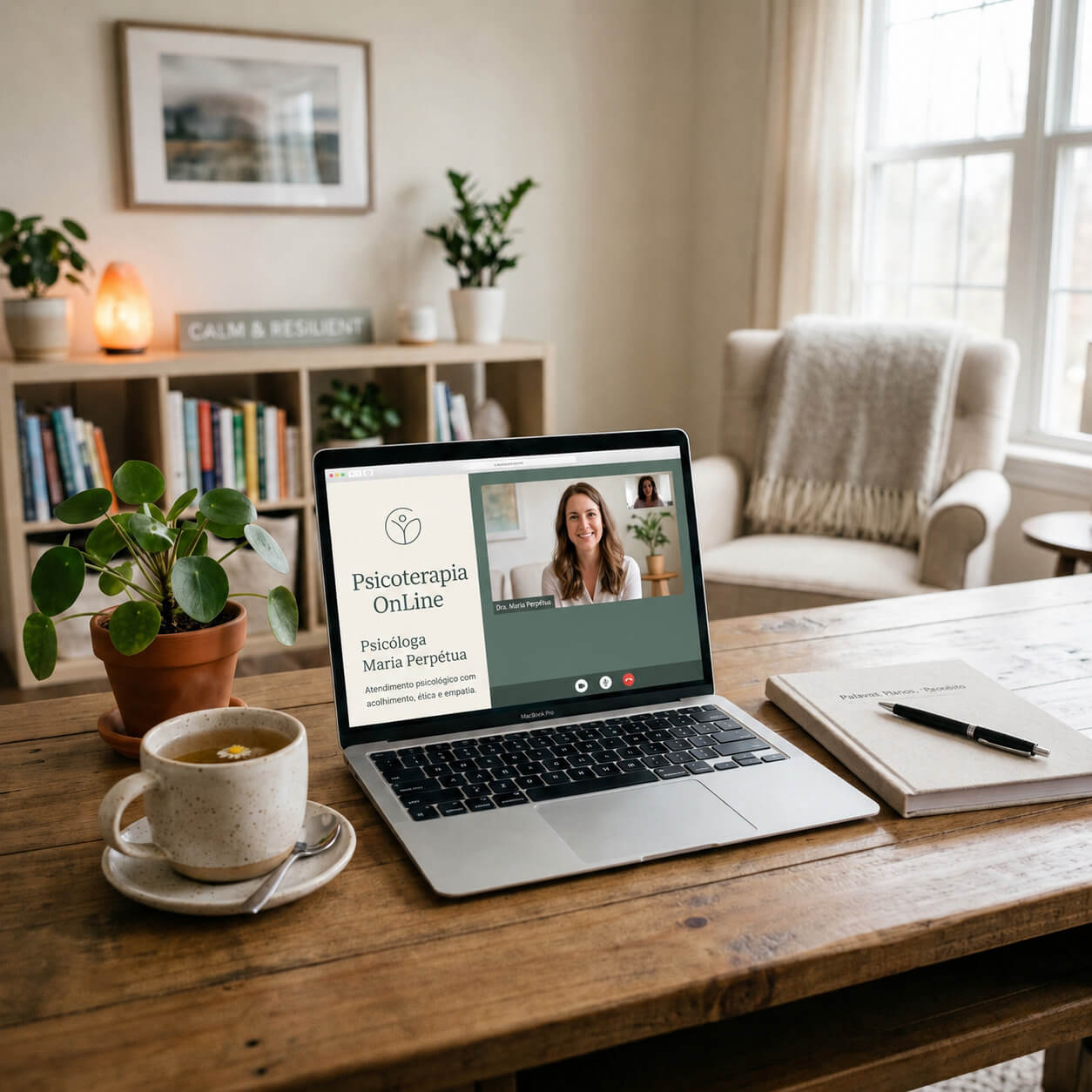 Ambiente acolhedor para psicoterapia online